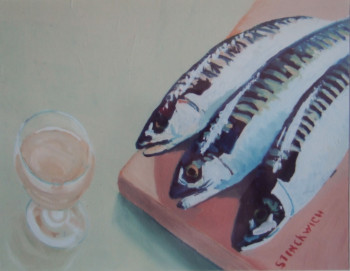 Œuvre contemporaine nommée « maqueraux et vin blanc », Réalisée par STINCKWICH
