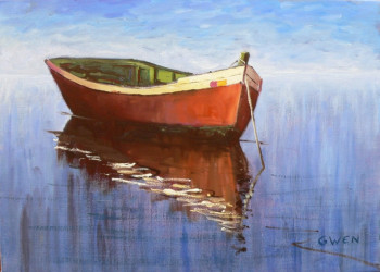 Œuvre contemporaine nommée « Barque à l'ancre », Réalisée par GWEN