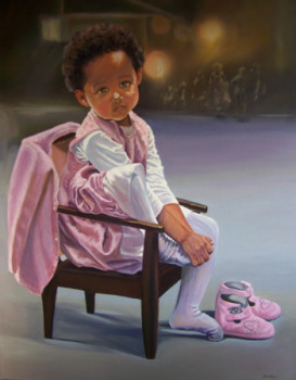 Œuvre contemporaine nommée « La petite fille en rose », Réalisée par KHOUNFAIS
