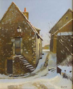 Œuvre contemporaine nommée « Ruelle sous la neige », Réalisée par MARCEL DUMAS