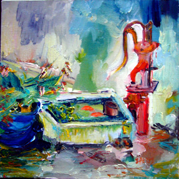 Œuvre contemporaine nommée « dans l'eau de la fontaine », Réalisée par IRANE PERKO