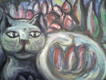Œuvre contemporaine nommée « Un chat dans la nuit », Réalisée par STEPHANE CUNY