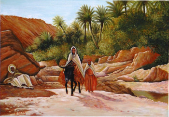 Œuvre contemporaine nommée « une oasis à biskra zibane », Réalisée par ABDELMALEK FILAH