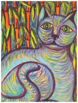 Œuvre contemporaine nommée « Le chat aux bambous », Réalisée par STEPHANE CUNY