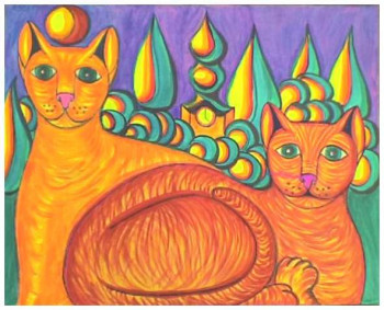 Œuvre contemporaine nommée « Deux chats », Réalisée par STEPHANE CUNY