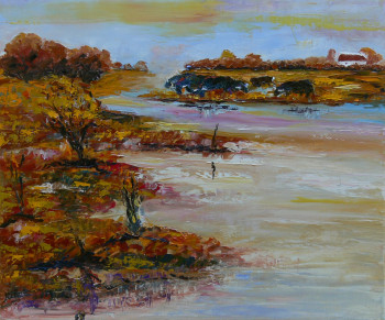 Œuvre contemporaine nommée « Etang en Camargue », Réalisée par RAOUL RIBOT