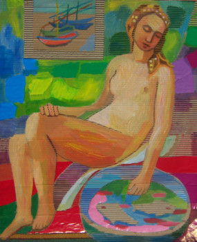 Œuvre contemporaine nommée « naked woman and fishes », Réalisée par LESYA DEMCHENKO