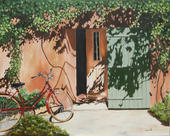 Œuvre contemporaine nommée « le vélo rouge », Réalisée par LYSAND