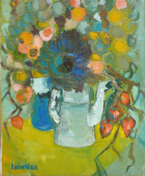 Œuvre contemporaine nommée « La Cafetière en fleurs », Réalisée par LILIANE LOINTIER