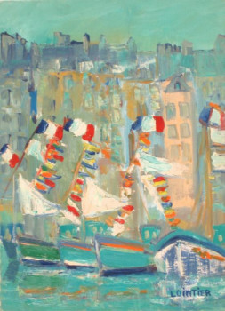 Œuvre contemporaine nommée « 14 juillet à Douarnenez », Réalisée par LILIANE LOINTIER