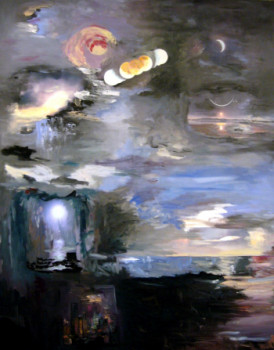 Œuvre contemporaine nommée « sous un voile de lune », Réalisée par IRANE PERKO