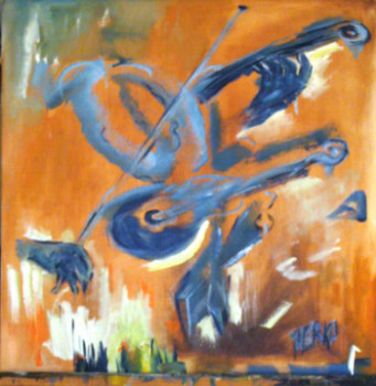 Œuvre contemporaine nommée « violons exaltés », Réalisée par IRANE PERKO