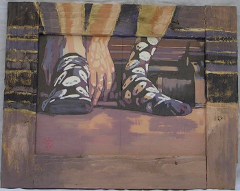 Œuvre contemporaine nommée « Lever de pieds n°2 », Réalisée par FRAN ET JIM