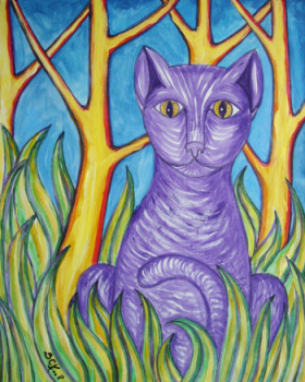 Œuvre contemporaine nommée « Le chat dans la clairiere », Réalisée par STEPHANE CUNY