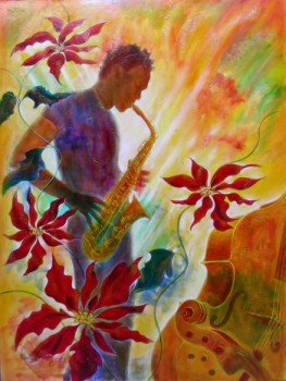 Œuvre contemporaine nommée « Le joueur de saxo », Réalisée par MARIE LANDREAU