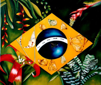 Œuvre contemporaine nommée « Botanica Brasileira (série Bandeiras Brasileiras) », Réalisée par TOUTH ANDRADE