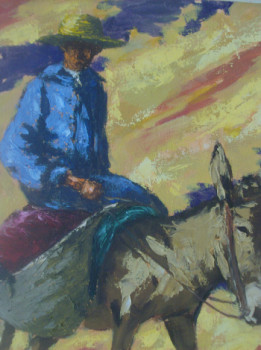 Œuvre contemporaine nommée « Paysan sur son âne (détail) », Réalisée par ABDALLAH EL ALAOUI