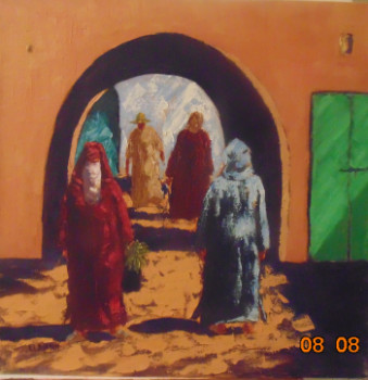 Œuvre contemporaine nommée « Médina à Marrakech (détail) », Réalisée par ABDALLAH EL ALAOUI