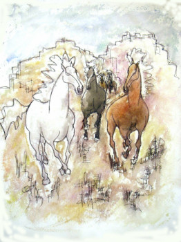 Œuvre contemporaine nommée « cheval blanc », Réalisée par JANPOL PORTALIS
