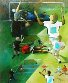 Œuvre contemporaine nommée « le but de la victoire », Réalisée par JANPOL PORTALIS