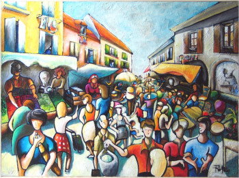 Œuvre contemporaine nommée « place du marché », Réalisée par JANPOL PORTALIS