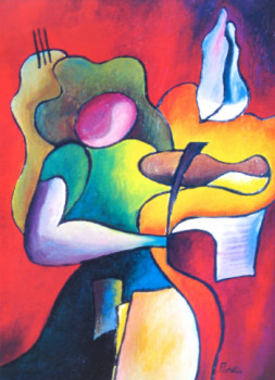Œuvre contemporaine nommée « femme au violon », Réalisée par JANPOL PORTALIS