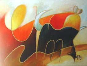 Œuvre contemporaine nommée « charge du taureau », Réalisée par JANPOL PORTALIS