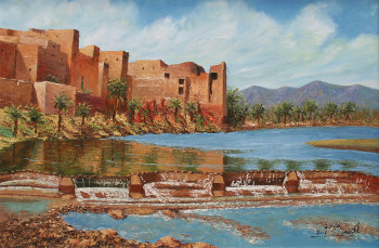 Œuvre contemporaine nommée « kasbah-dans-oasis », Réalisée par MKINSI FANIDA