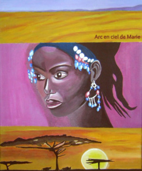 Œuvre contemporaine nommée « triptyque femme africaine », Réalisée par ARCENCIELDEMARIE