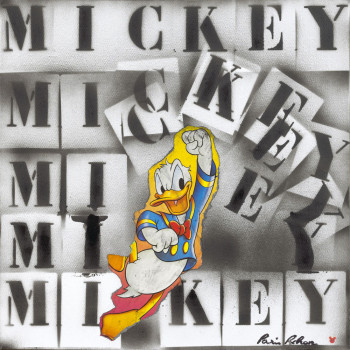 Œuvre contemporaine nommée « Donald explose Mickey », Réalisée par PARIS-PICHON