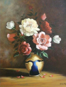 Œuvre contemporaine nommée « roses anciennes », Réalisée par ANDRé GILLOUAYE