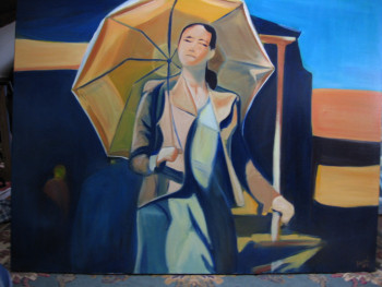 Œuvre contemporaine nommée « Femme à l'ombrelle », Réalisée par DOMINIQUE MARSAN