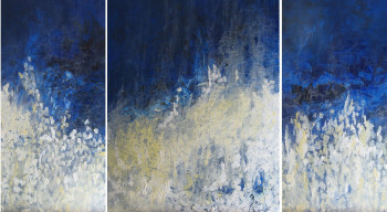 Œuvre contemporaine nommée « Bleu V Triptyque », Réalisée par MARCO