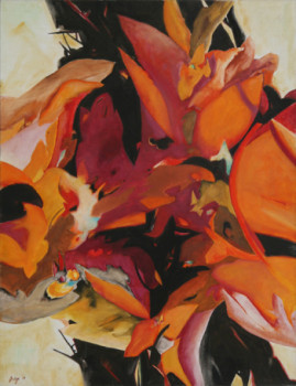 Œuvre contemporaine nommée « cerisiers d'automne », Réalisée par JEAN DELAGE