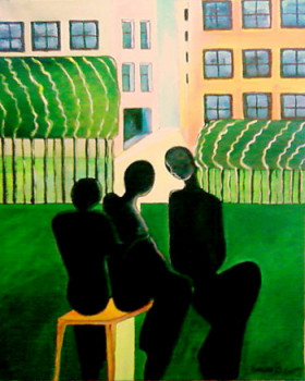 Œuvre contemporaine nommée « causerie au parc », Réalisée par DENISE BRISSAUD