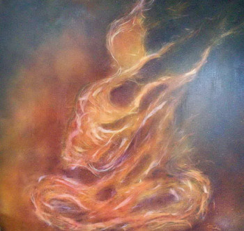 Œuvre contemporaine nommée « buddha feu », Réalisée par ANUPAM CADIOU GERARD