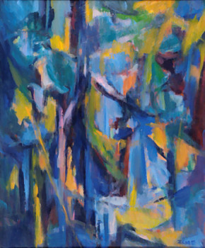 Œuvre contemporaine nommée « Branches de pins, ton bleu », Réalisée par JOSETTE ZENATTI