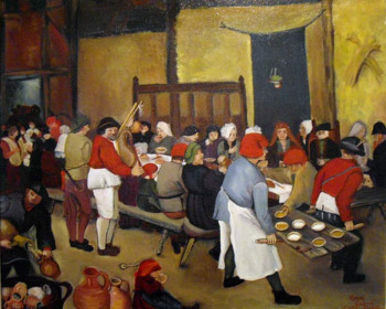 Œuvre contemporaine nommée « Le Festin (d'après Brueghel) », Réalisée par ANNE CABROL