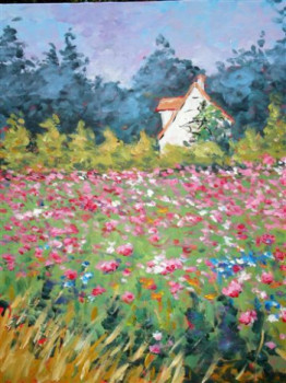 Œuvre contemporaine nommée « champ fleuri », Réalisée par RAYMOND BOURMAULT