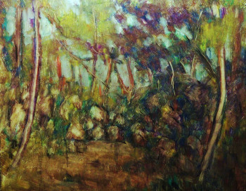 Œuvre contemporaine nommée « "Arbres et rochers (forêt d'Iraty)" », Réalisée par JEAN PIERRE HARIXCALDE