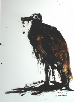 Œuvre contemporaine nommée « oiseau mazouté », Réalisée par MICHEL MONTIGNE