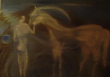 Œuvre contemporaine nommée « Lune Licorne », Réalisée par PAUL