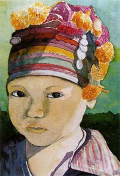 Œuvre contemporaine nommée « Enfant de tribu thai », Réalisée par YVES-MARIE ALBERO