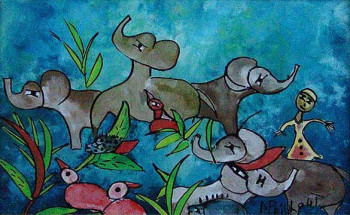 Œuvre contemporaine nommée « Eden équatorial 6 », Réalisée par MARTINE PAILLOUT