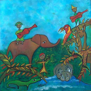 Œuvre contemporaine nommée « Les joies de la forêt », Réalisée par MARTINE PAILLOUT