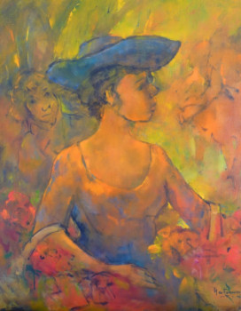 Œuvre contemporaine nommée « Le Chapeau Bleu », Réalisée par NICOLE DE FOMMERVAULT