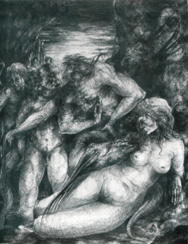 Œuvre contemporaine nommée « La proie des ombres, 1976 », Réalisée par JACQUES DEFFONTAINE