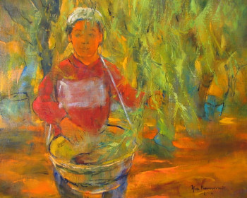 Œuvre contemporaine nommée « cueillette des olives », Réalisée par NICOLE DE FOMMERVAULT