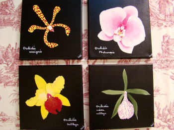 Œuvre contemporaine nommée « 4 tableaux : les orchidées », Réalisée par VALéRIE CADET