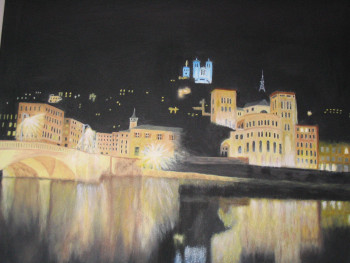 Œuvre contemporaine nommée « St Jean/Fourvière de nuit », Réalisée par COMBEMICHEL